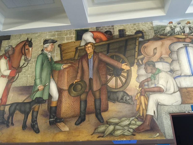 'Life of Washington' mural depicting slavery in George Washington High School in San Francisco.