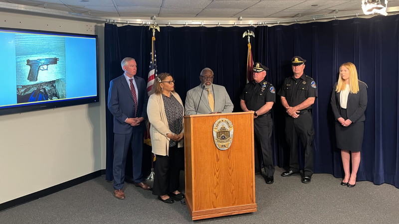 Rachel King's parents, Carol and Rev. Allen King, speak at a press conference with Montgomery County officials on April 26, 2023.