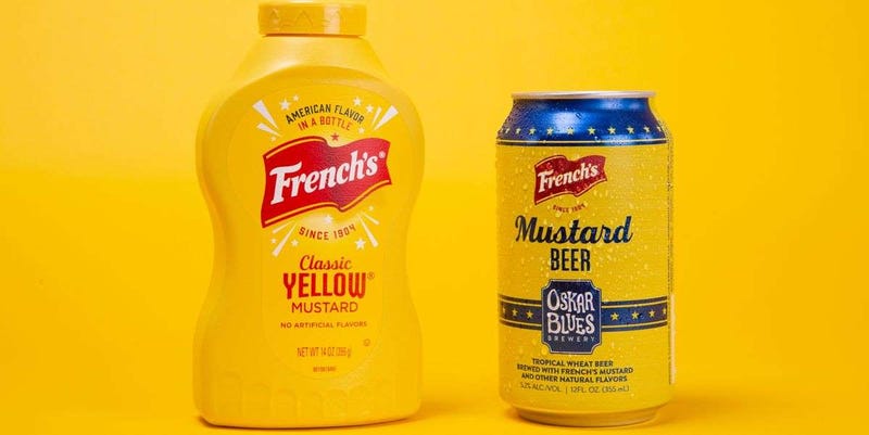 Mustard Beer, French's, Oskar Blues Brewery, Classic, Yellow, 