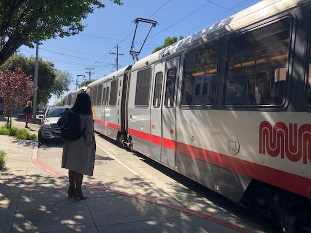 The N-Judah line on San Francisco's Muni system runs to Ocean Beach.