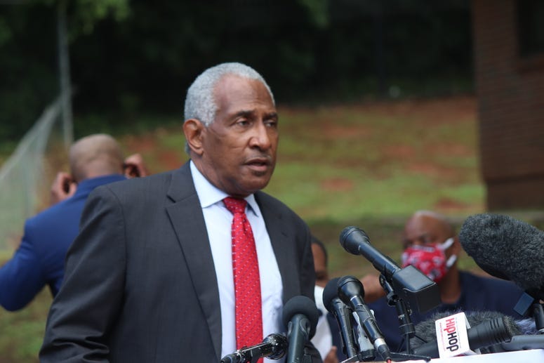 NAACP Atlanta President Richard Rose tells a news conference that the world is watching how Georgia handles the Ahmad Arbery death case.