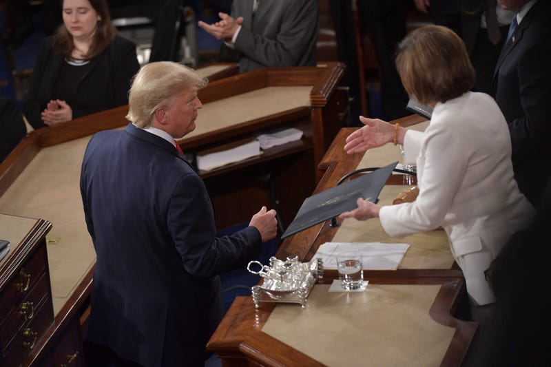 Nancy Pelosi offers her handshake to Donald Trump SOTU 2-4-20