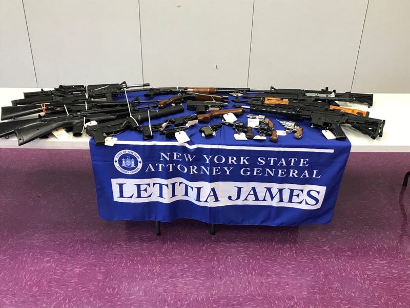 Nearly 200 firearms were turned in at a Long Island gun buyback event on Saturday, according to Attorney General Letitia James.