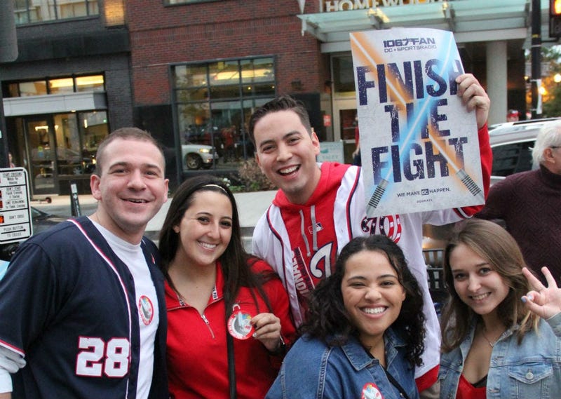 "Finish The Fight" cards were handed out before Game 4 at Nationals Park on Saturday, October 26.