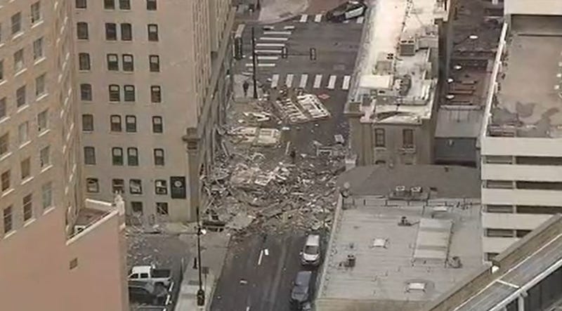 debris of building explosion