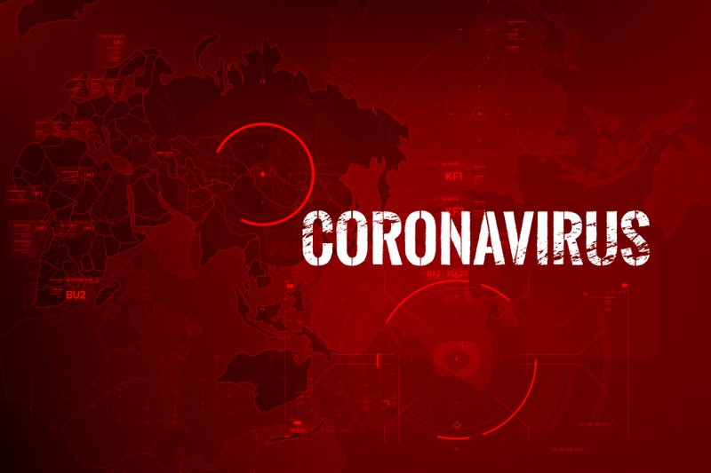 Coronavirus text outbreak with the world map