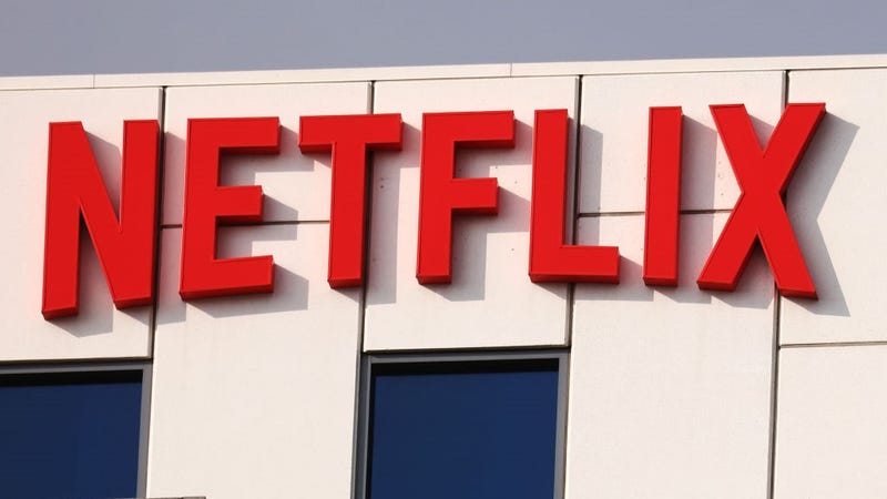 The Netflix logo is displayed at Netflix's Los Angeles headquarters on October 07, 2021 in Los Angeles, California.