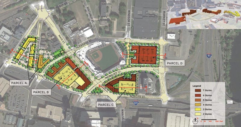 Development of land near Dunkin Donuts Park will start this spring in "Parcel C."
