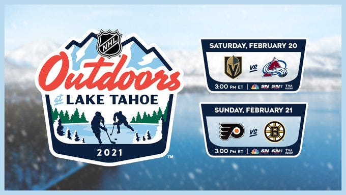Advertisement for 2021 NHL Outdoor games in Lake Tahoe