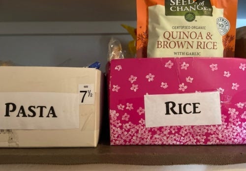 NIkki's organized repurposed boxes