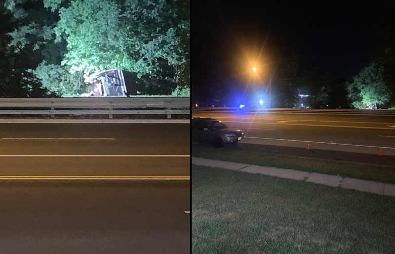 The crash happened in the center median of the southbound Palisades Parkway