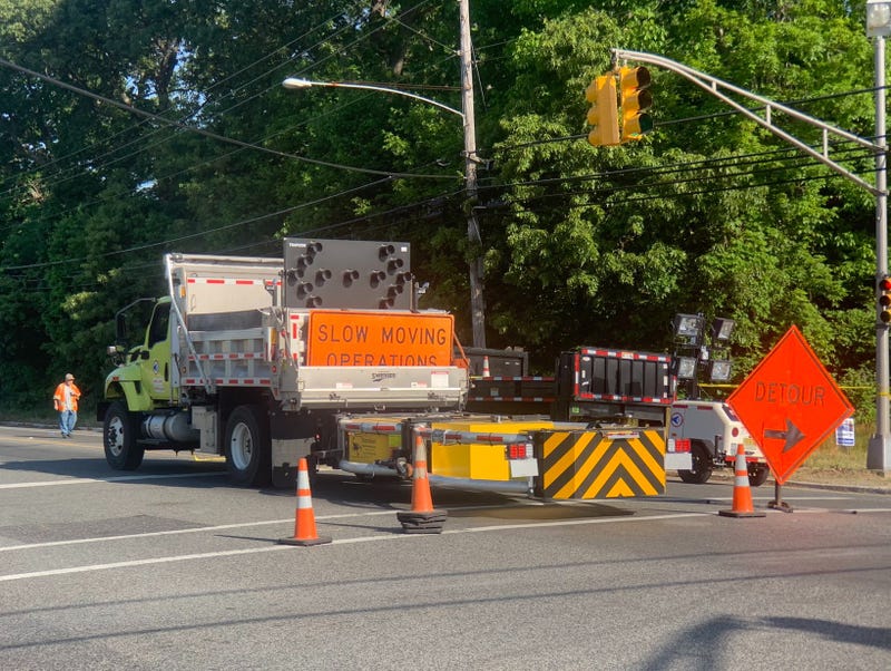 A road is blocked off following an overnight mass shooting at a house party in Fairfield Township, New Jersey that killed at least two people.