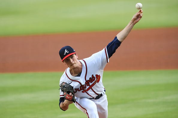 Max Fried fires away during a game for the Braves. 