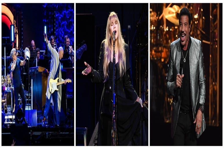 (Left) Roger Daltery and Pete Townshend of The Who, (Center)Stevie Nicks, Lionel Richie (Right)
