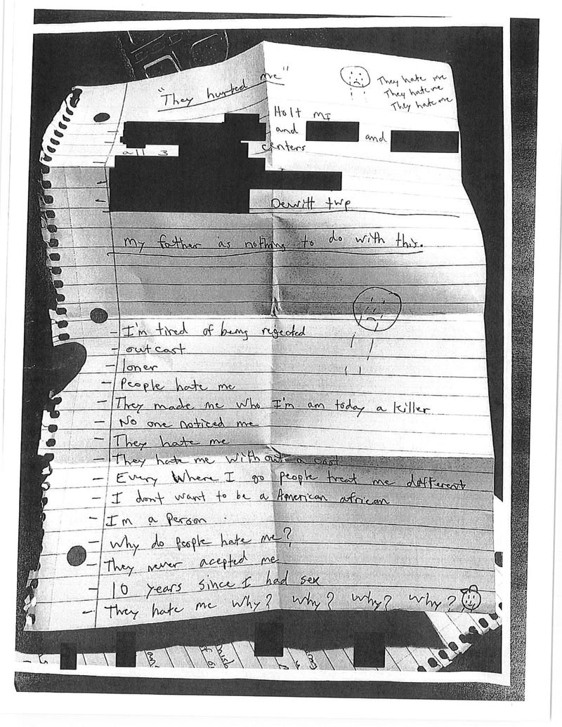 Loner, outcast, rejected -- these are just a few of the words that Anthony McRae wrote to describe himself in a letter discovered by police hours after he committed a mass shooting at Michigan State University, killing three students and injuring four more last month.