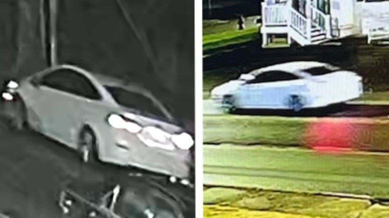 Images of a white sedan linked to a deadly shooting in Norristown on Sunday.