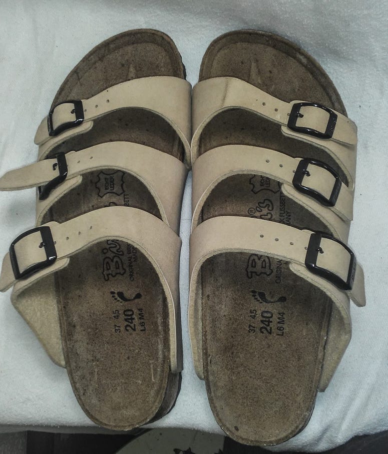 Birkenstock Women’s Birki’s Platform Sandals For Sale – Narrow Width Foot -Taupe/Off-White Straps