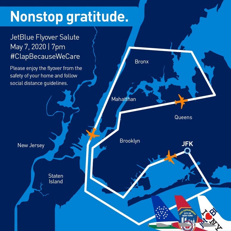 JetBlue flyover map