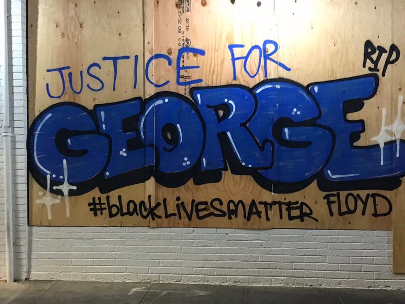 Graffiti in downtown Oakland following a protest over the death of George Floyd.