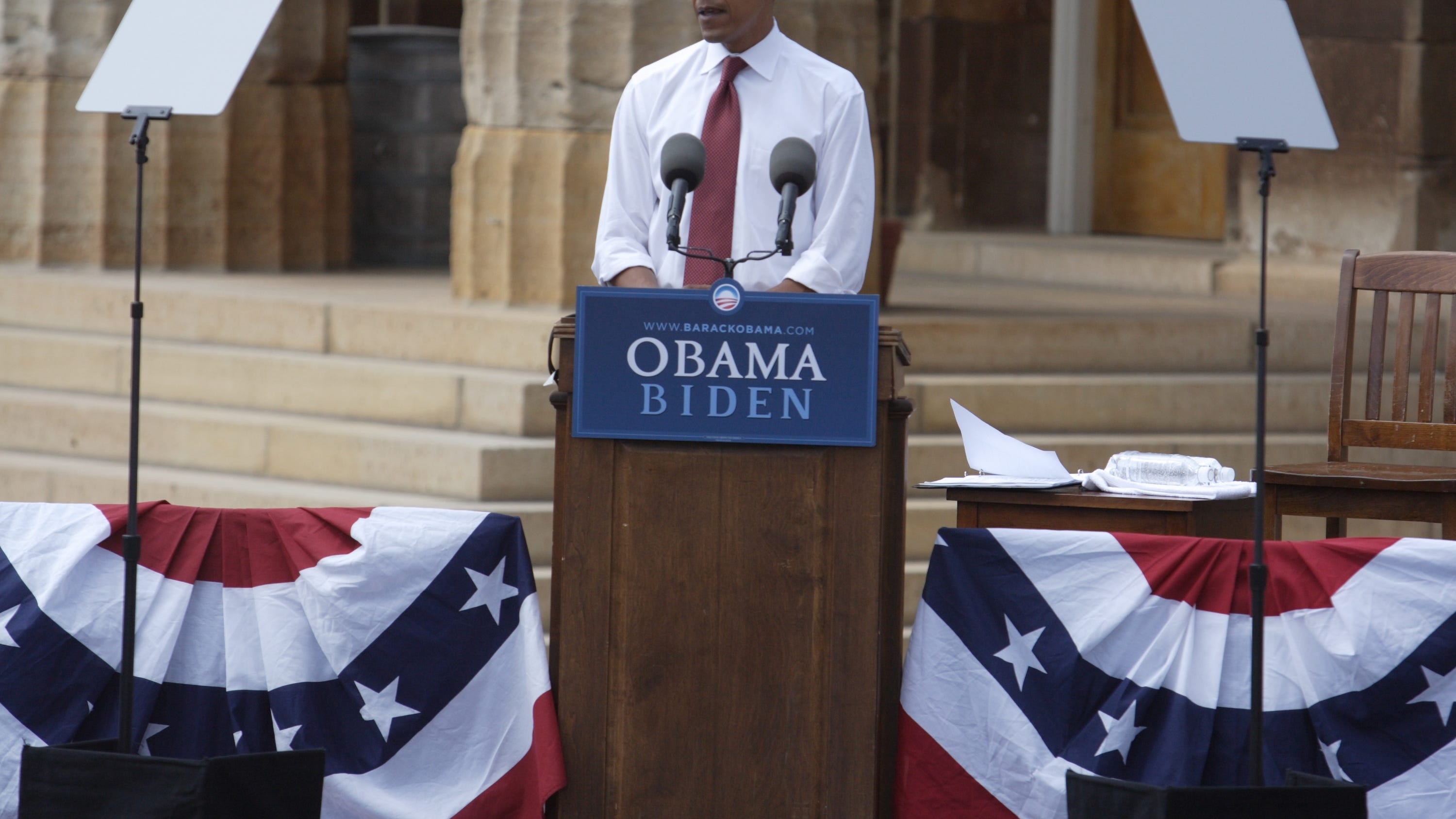 Plaque marks the spot in Springfield where Obama's presidential bid took off