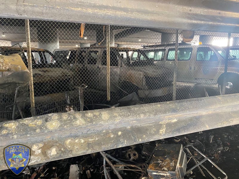 The cost to replace the burned vehicles will amount to more than $100,000.