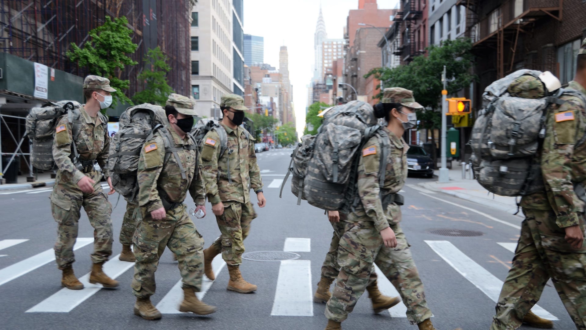 National Guard medics ruck across New York City for weekend training
