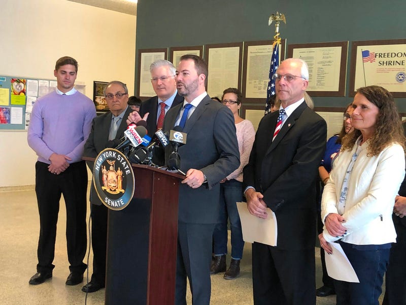 State Senator Rob Ortt joined by multiple clerks in Western New York to push back against Green Light Law. December 13, 2019 (WBEN Photo/Mike Baggerman)