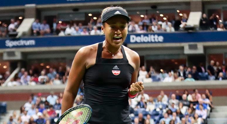 Naomi Osaka reacts after winning a point against Serena Williams during the women's final of the U.S. Open on Sept. 8, 2018,