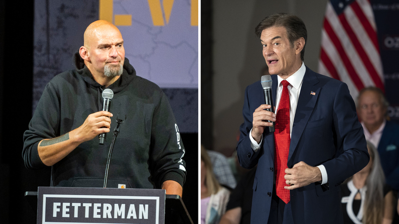Pennsylvania Lt. Gov. John Fetterman (left) and Dr. Mehmet Oz