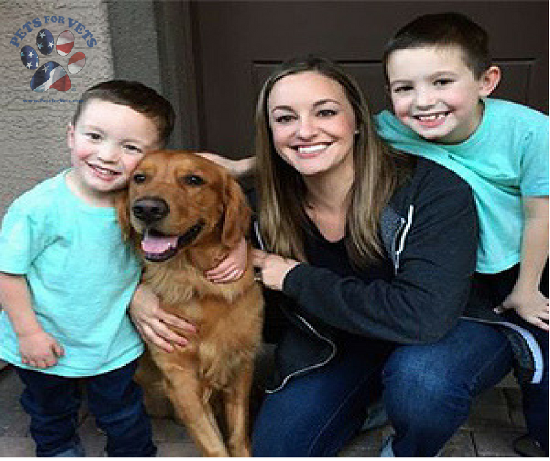 A veteran family with their dog, matched up through Pets For Vets