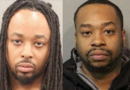mugshots of two adult suspects