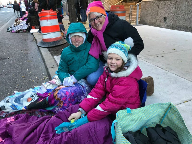 Girls watching the 2018 Thanksgiving Day Parade
