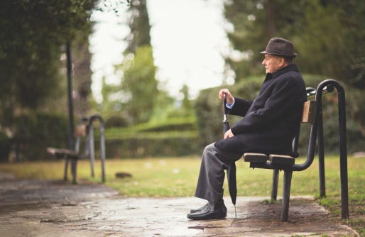Man in Park, Park Bench, Bon Jovi, Sing-Along, Good Vibes