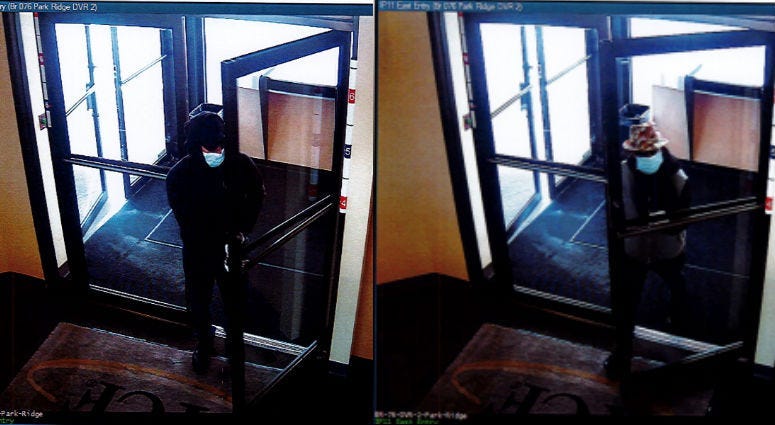 Surveillance image of the Park Ridge bank robbery 