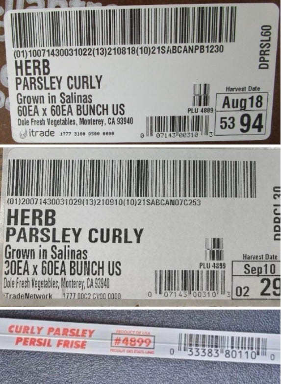 parsley recall