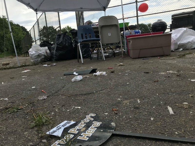 Six people were shot, one of them killed, when someone opened fire at a graduation party here at Paschall Playground in Southwest Philly