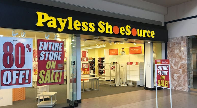 A Payless store during a whole store sale.
