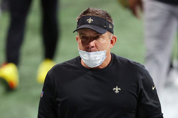 Sean Payton before a Saints game. 