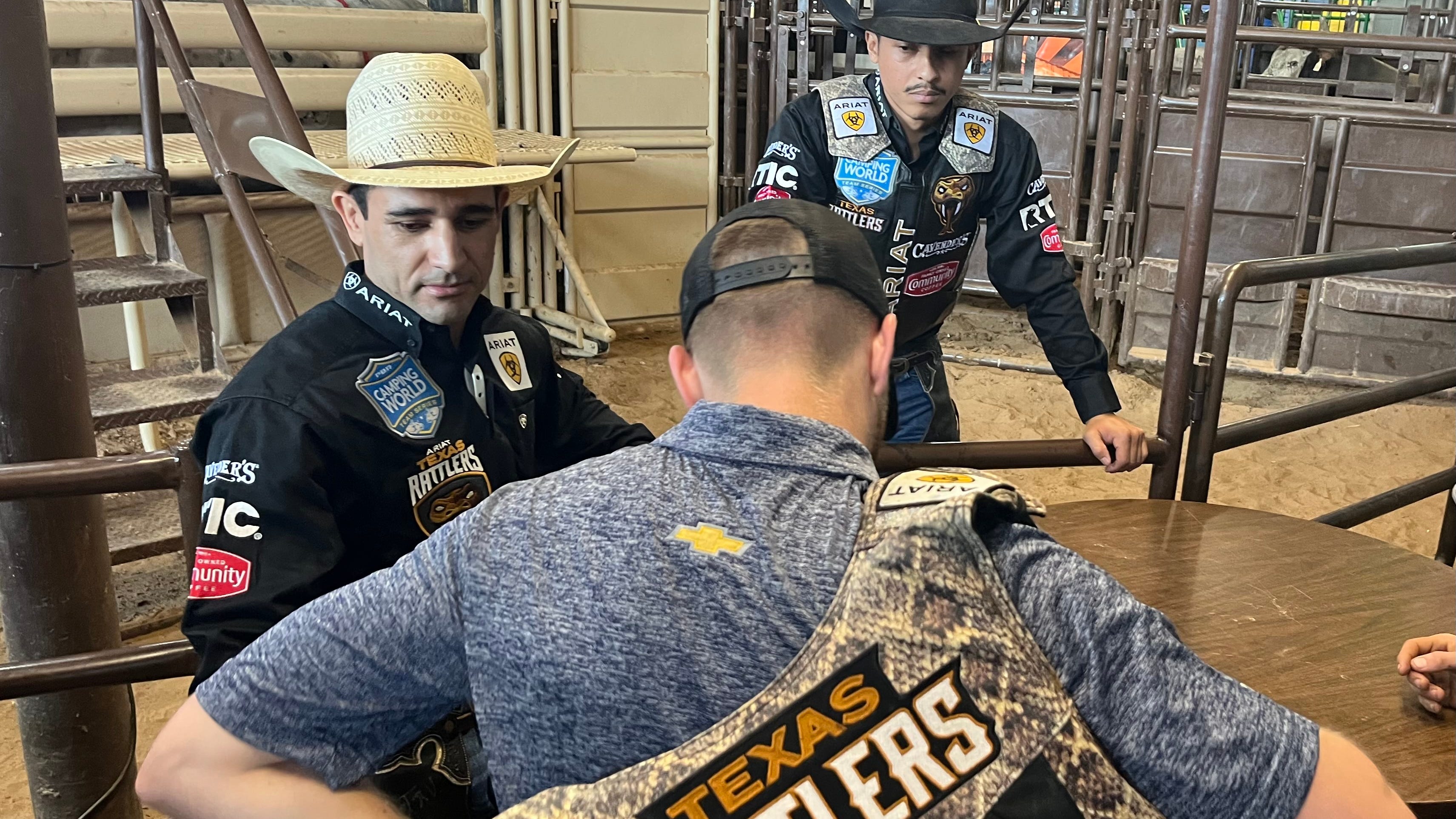 NASCAR leader trades pit row for bucking chute in Fort Worth