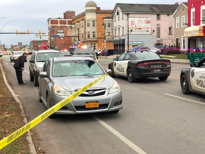Pedestrian-involved accident on Niagara Street in Buffalo. November 27, 2019 (WBEN Photo/Brendan Keany)