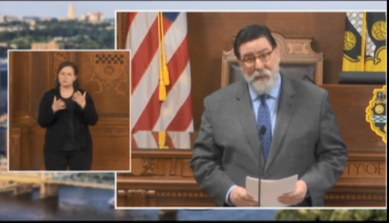 Pittsburgh Mayor Bill Peduto addresses the city of Pittsburgh during coronavirus pandemic 