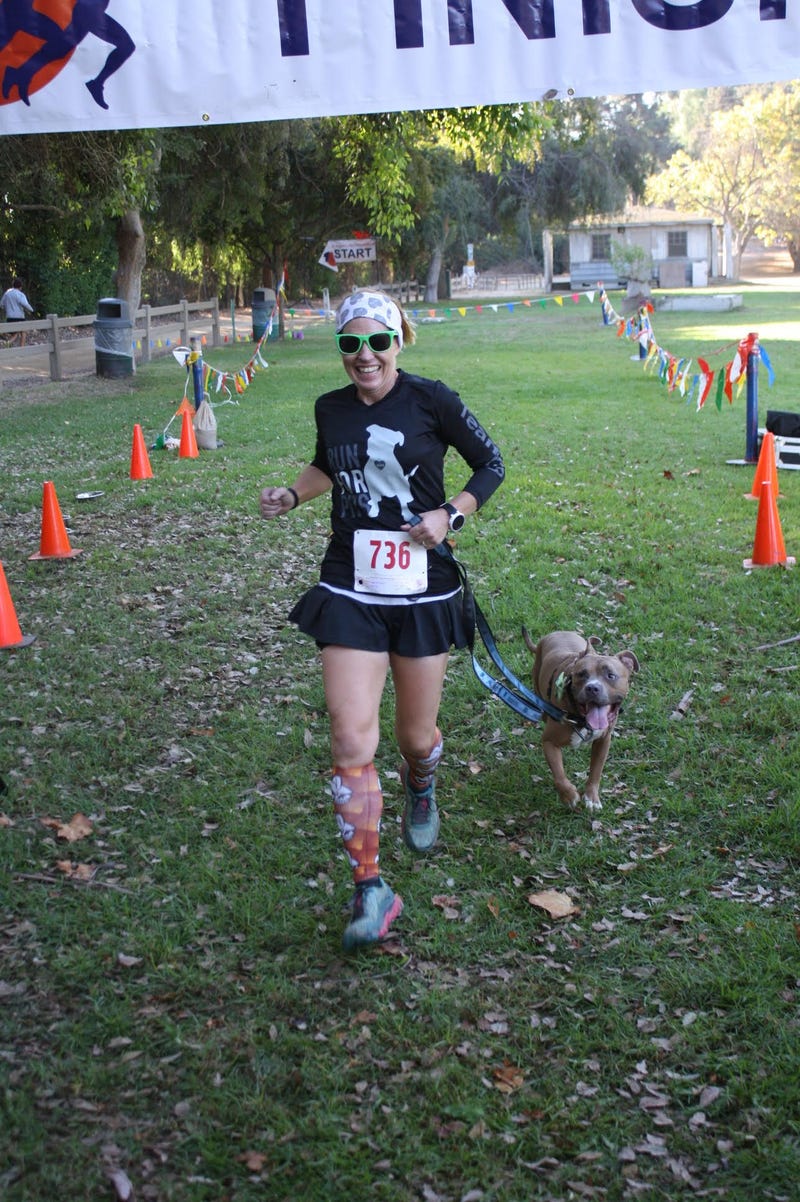 Peggy Kennedy - volunteer leading the team of 115 runners from Angel City Pit Bulls at this weekend's LA marathon