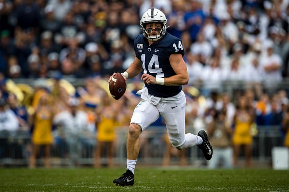 Penn State QB Sean Clifford looks to make a pass against Pitt. 