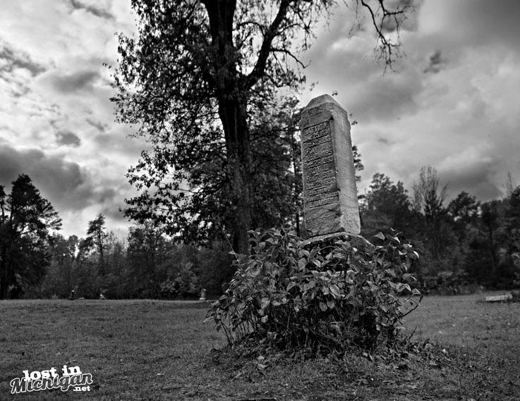Tombstone at the Pere Cheney cemetery in northern Michigan