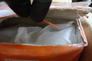A photo of one of the packages containing ketamine seized at Philadelphia International Airport.