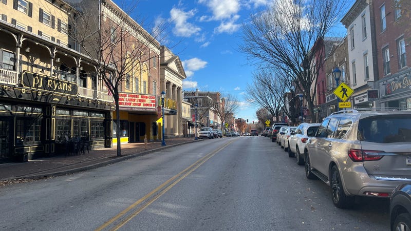 The Colonial Theatre and other business in downtown Phoenixville.