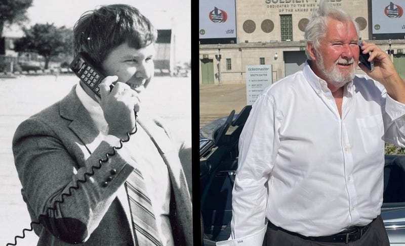 same man using cell phones 40 years apart