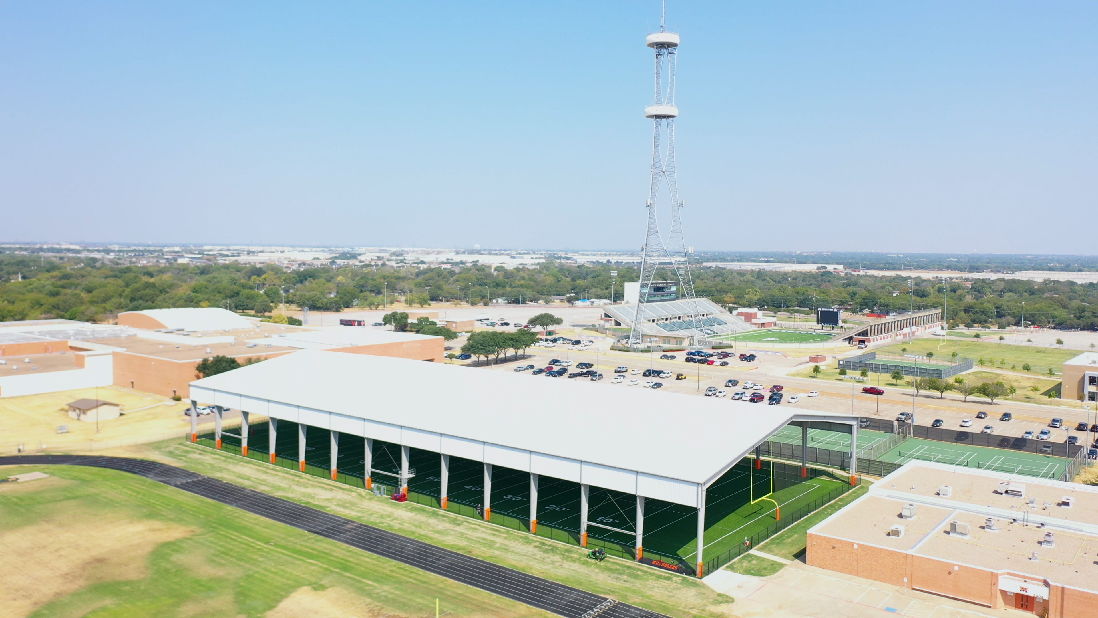 Mesquite ISD building pavilions over practice fields to protect student players from heat