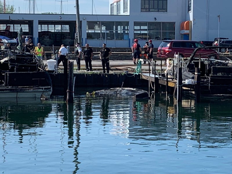 Boat fire at Rich Marine