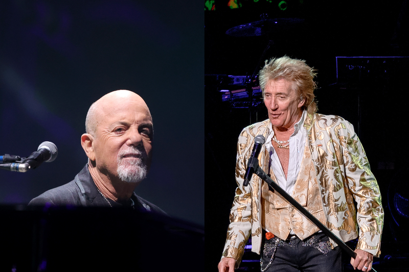 Billy Joel (left) performs at Allegiant Stadium on November 09, 2024 in Las Vegas, Nevada. Rod Stewart (right) performs at Hard Rock Live at Seminole Hard Rock Hotel & Casino Hollywood on February 13, 2024 in Hollywood, Florida.